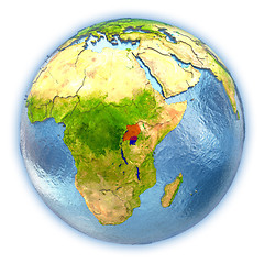 Image showing Uganda on isolated globe