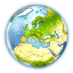 Image showing Croatia on isolated globe