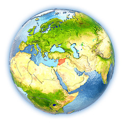 Image showing Syria on isolated globe