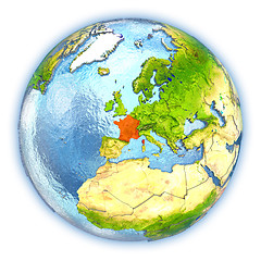 Image showing France on isolated globe