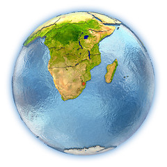 Image showing Swaziland on isolated globe