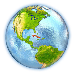 Image showing Cuba on isolated globe