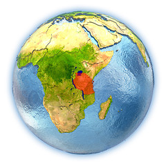 Image showing Tanzania on isolated globe