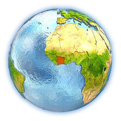 Image showing Ivory Coast on isolated globe