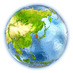 Image showing South Korea on isolated globe