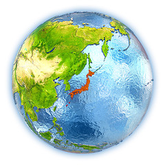 Image showing Japan on isolated globe