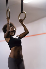 Image showing black woman doing dipping exercise