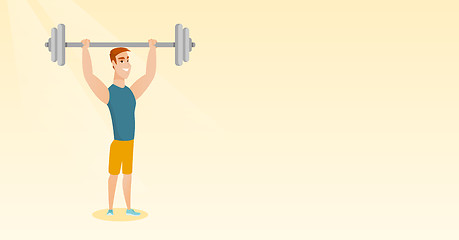 Image showing Man lifting barbell vector illustration.