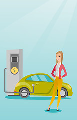 Image showing Charging of electric car vector illustration.