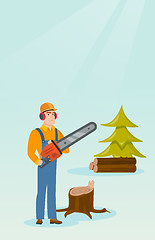 Image showing Lumberjack with chainsaw vector illustration.