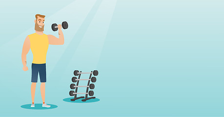 Image showing Man lifting dumbbell vector illustration.