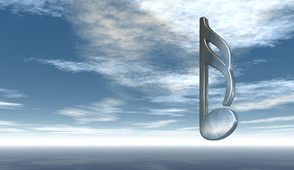 Image showing metal music note under cloudy sky