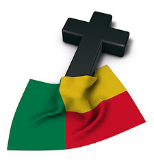 Image showing christliches kreuz und flagge von benin