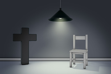 Image showing christian cross and chair