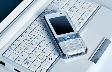 Image showing Laptop and Mobile Phone