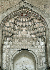 Image showing Traditional stalactite decoration of a mosque ceiling, Uzbekistan