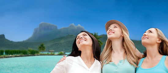 Image showing happy women over bora bora background