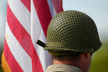 Image showing helmet near american flag