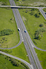 Image showing Aerial view of a motorway / Highway in France