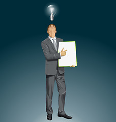 Image showing Vector Businessman With Empty Write Board