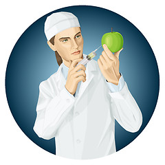 Image showing Doctor does gmo modification to an apple