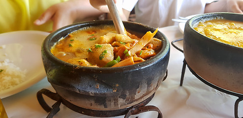 Image showing clay pan with seafood 