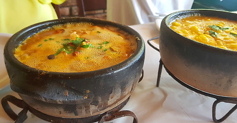 Image showing clay pan with seafood 