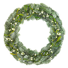 Image showing Mistletoe and Spruce Fir Wreath