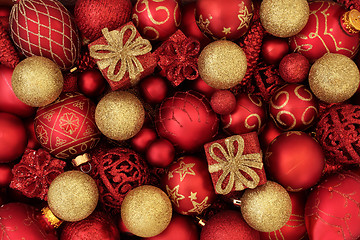 Image showing Red and Gold Christmas Decorations