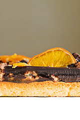 Image showing Side view of a sliced cake