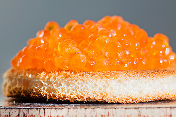 Image showing Sandwich with red caviar