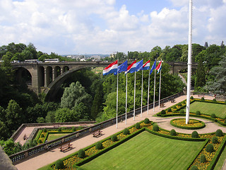 Image showing Garden and bridge Luxembourg city