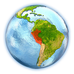 Image showing Peru on isolated globe