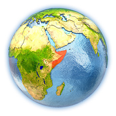 Image showing Somalia on isolated globe