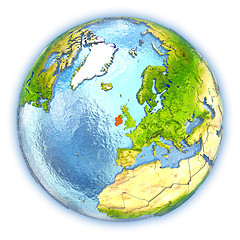 Image showing Ireland on isolated globe