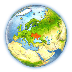 Image showing Ukraine on isolated globe