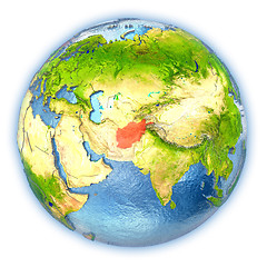 Image showing Afghanistan on isolated globe