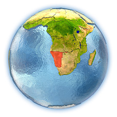 Image showing Namibia on isolated globe