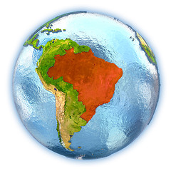 Image showing Brazil on isolated globe