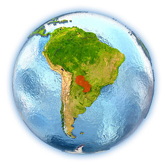 Image showing Paraguay on isolated globe