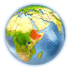 Image showing Ethiopia on isolated globe