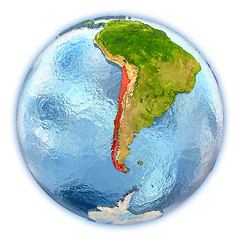 Image showing Chile on isolated globe