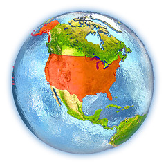 Image showing USA on isolated globe