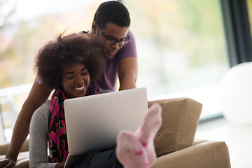 Image showing african american couple shopping online