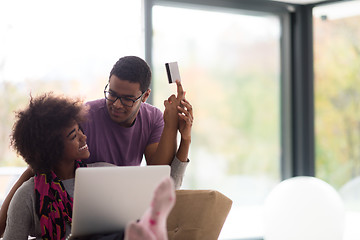 Image showing african american couple shopping online