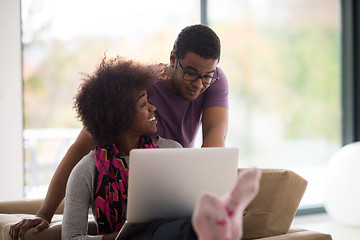 Image showing african american couple shopping online