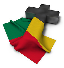 Image showing christliches kreuz und flagge von benin