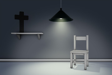 Image showing christian cross and chair