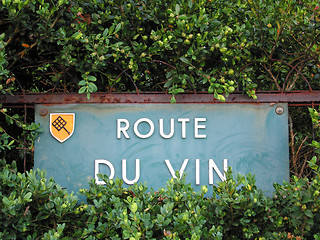 Image showing Road sign of the famous french wines road