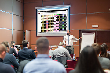 Image showing Speaker Giving a Talk at Business Meeting.